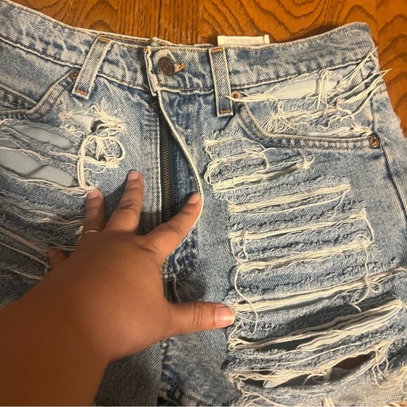 VTG Levi's Orange Tab Furst Of A Kind Heavy Distressed Cut Off Mini Shorts 30 - Picture 5 of 14